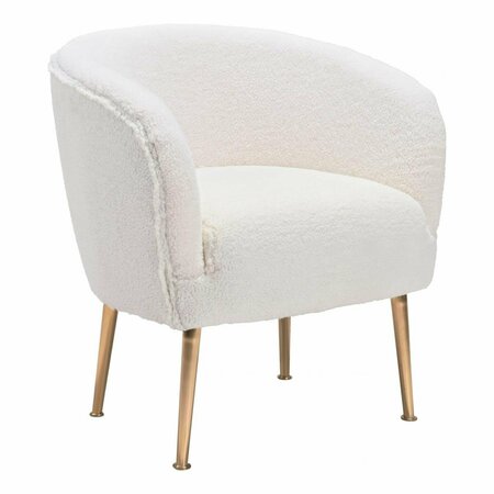 HOMEROOTS Sherpa Accent Chair, Beige & Gold 395005